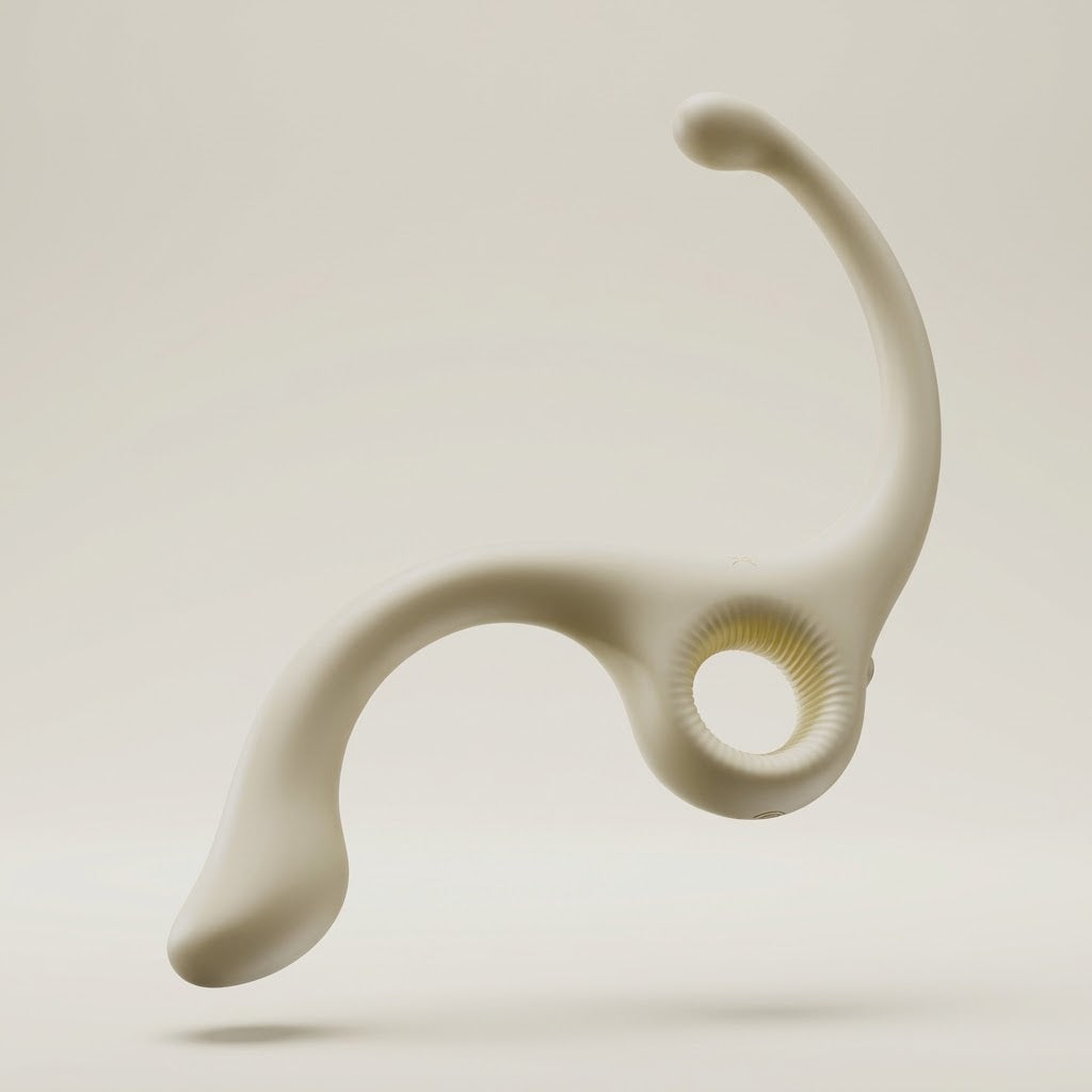 HugRush beige dual-head pelvic floor massager