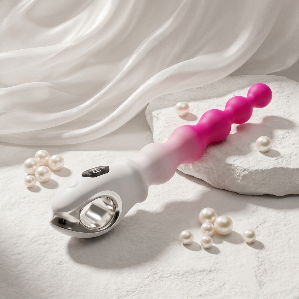Velora ergonomic beaded silicone massager product view by Olyon