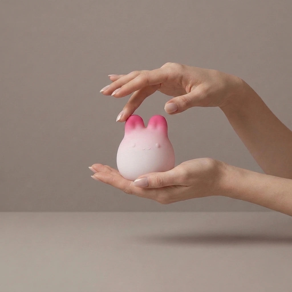Luna bunny massager with squeeze-control design by Olyon