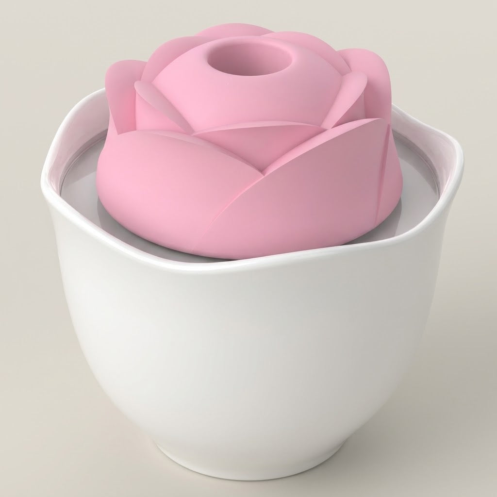 Romantic pink rose-inspired air-pulse massager