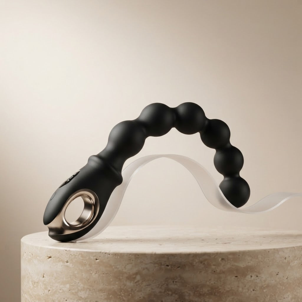 Velora flexible beaded vibrator bent into an arch